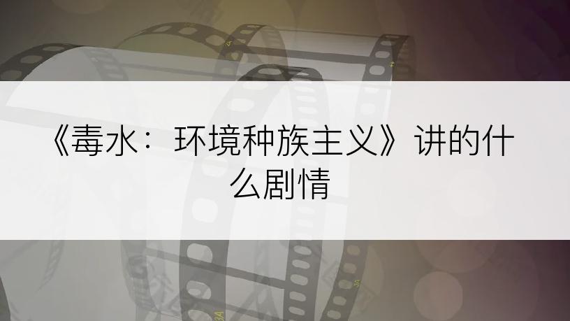 《毒水：环境种族主义》讲的什么剧情
