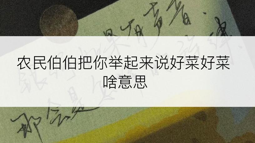 农民伯伯把你举起来说好菜好菜啥意思