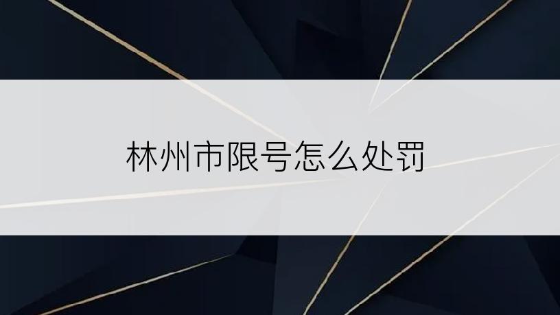 林州市限号怎么处罚