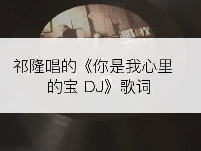 祁隆唱的《你是我心里的宝 DJ》歌词