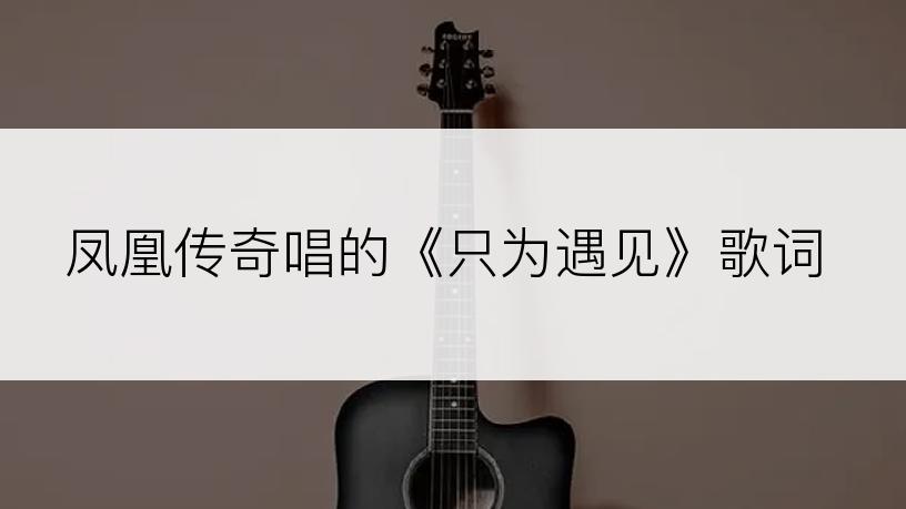 凤凰传奇唱的《只为遇见》歌词