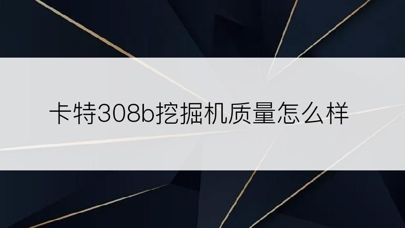 卡特308b挖掘机质量怎么样