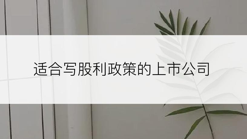 适合写股利政策的上市公司
