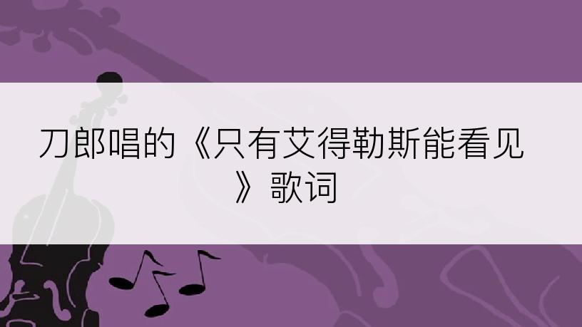 刀郎唱的《只有艾得勒斯能看见》歌词