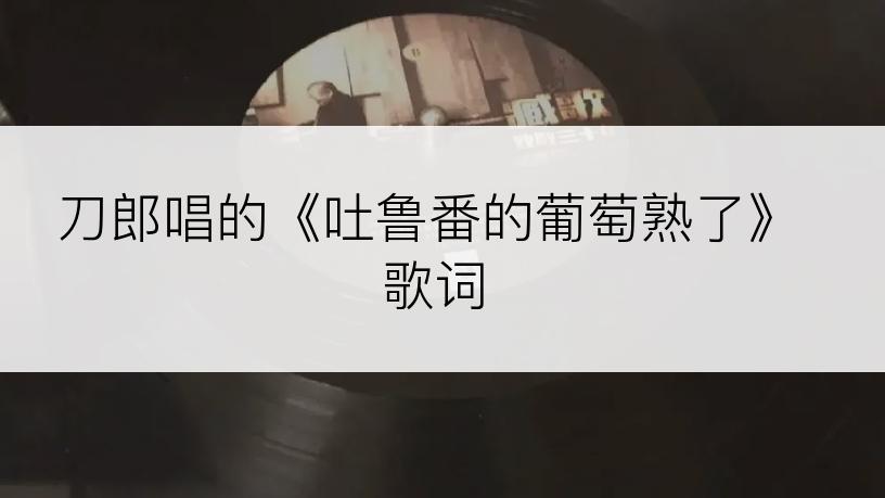 刀郎唱的《吐鲁番的葡萄熟了》歌词
