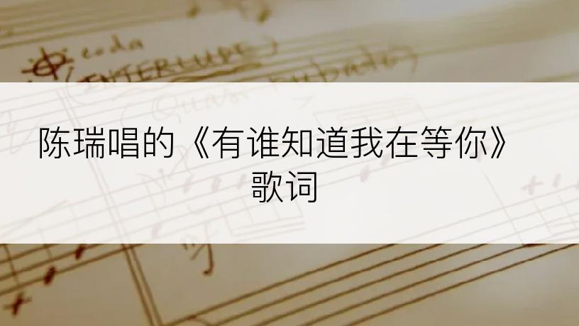 陈瑞唱的《有谁知道我在等你》歌词