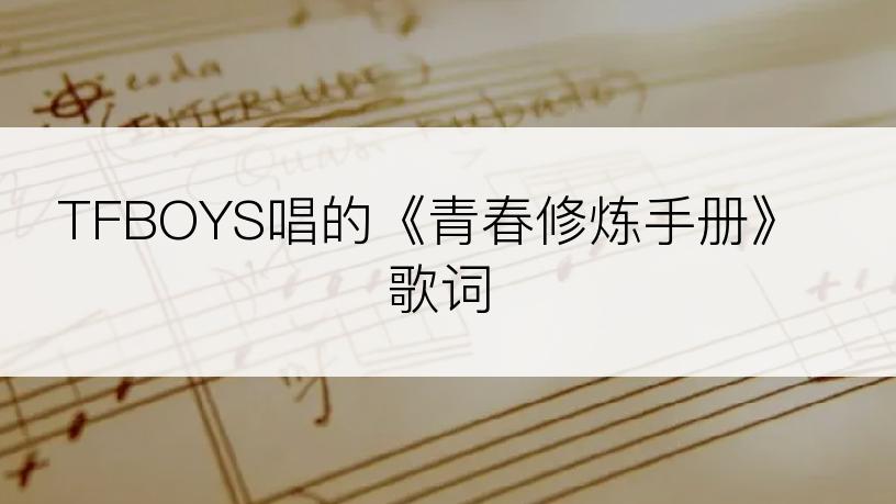 TFBOYS唱的《青春修炼手册》歌词