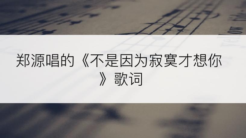 郑源唱的《不是因为寂寞才想你》歌词