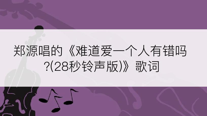 郑源唱的《难道爱一个人有错吗?(28秒铃声版)》歌词