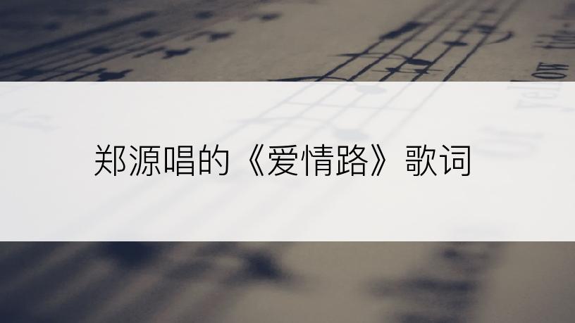 郑源唱的《爱情路》歌词
