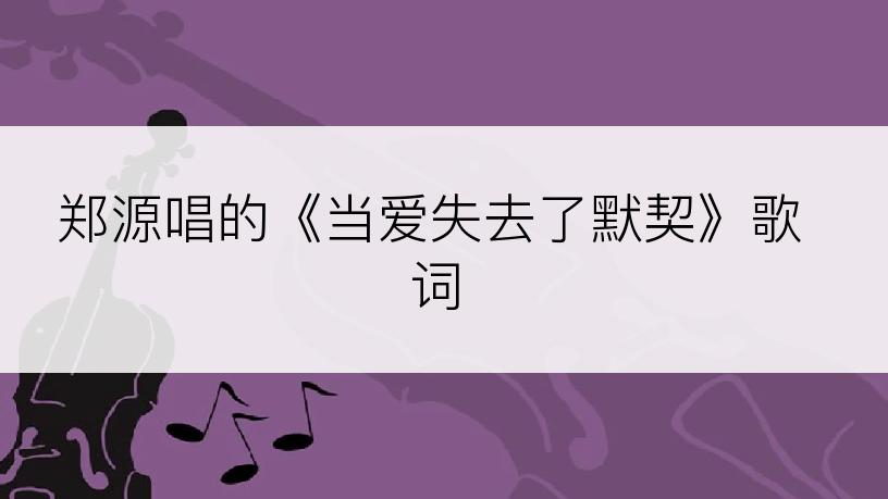 郑源唱的《当爱失去了默契》歌词
