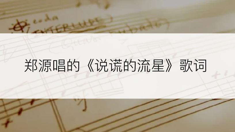 郑源唱的《说谎的流星》歌词