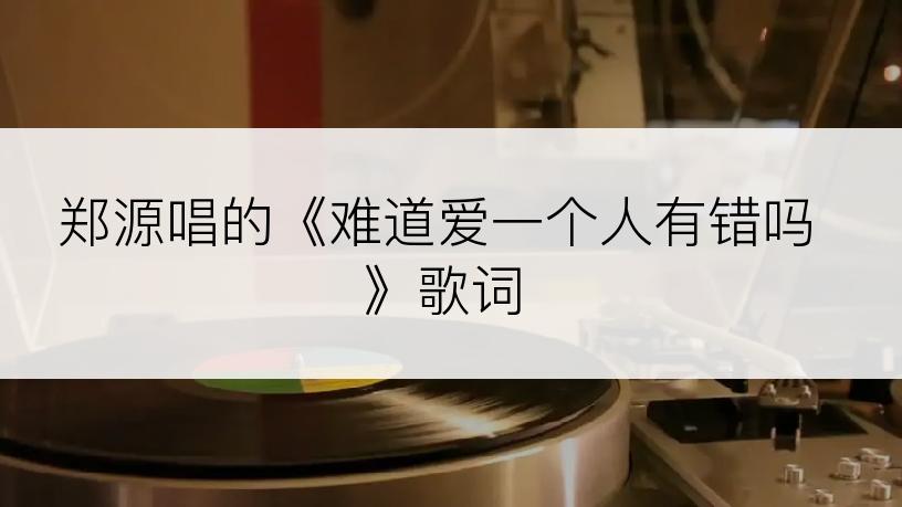 郑源唱的《难道爱一个人有错吗》歌词