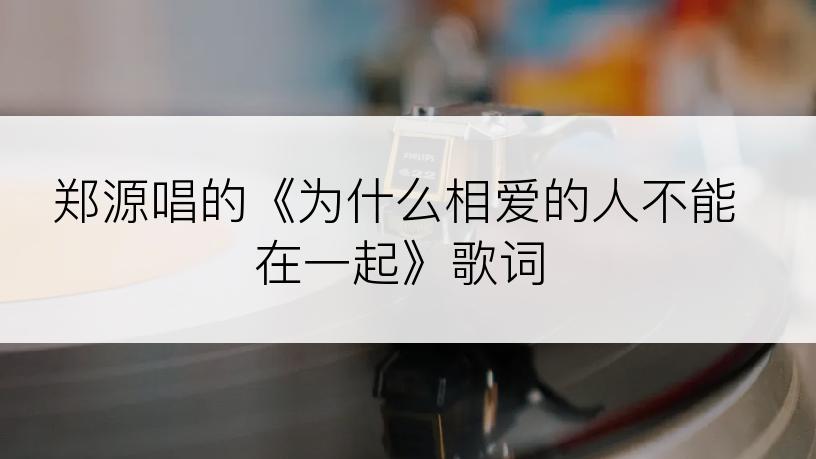 郑源唱的《为什么相爱的人不能在一起》歌词