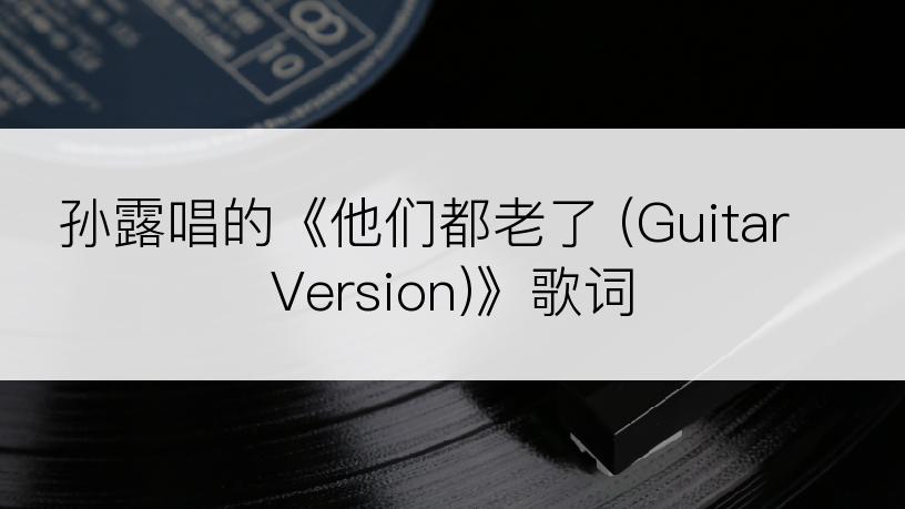 孙露唱的《他们都老了 (Guitar Version)》歌词