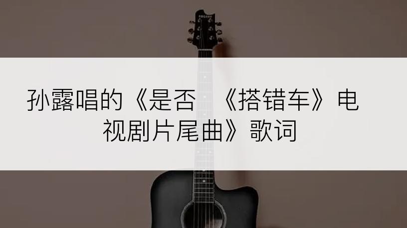 孙露唱的《是否  《搭错车》电视剧片尾曲》歌词