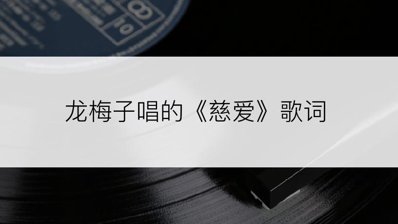 龙梅子唱的《慈爱》歌词