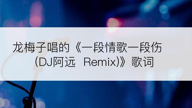 龙梅子唱的《一段情歌一段伤 (DJ阿远  Remix)》歌词