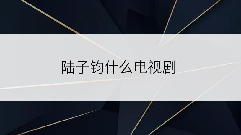 陆子钧什么电视剧