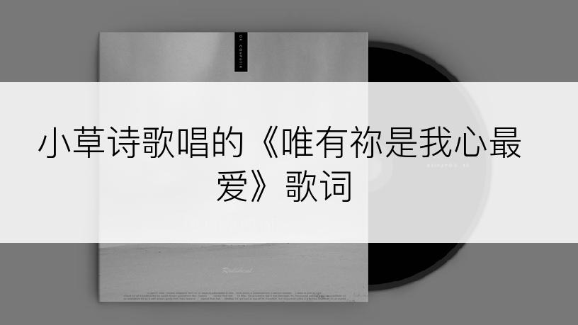 小草诗歌唱的《唯有祢是我心最爱》歌词