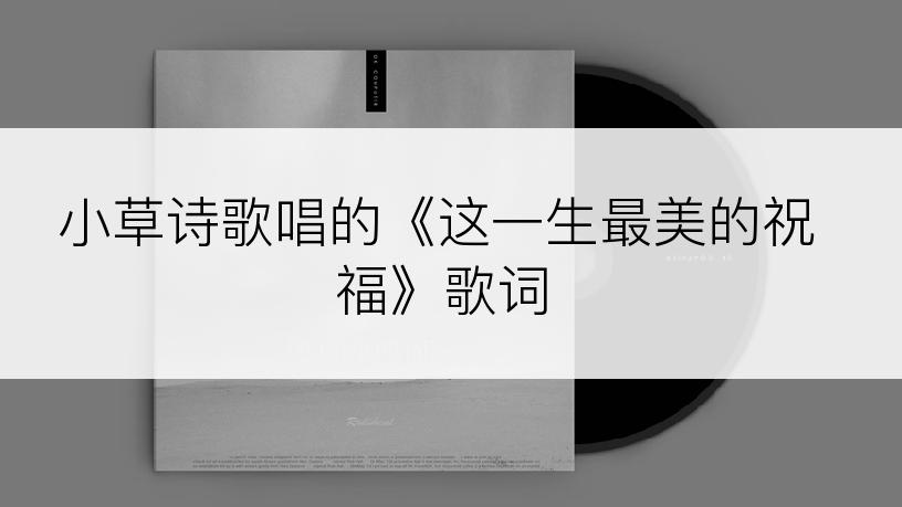 小草诗歌唱的《这一生最美的祝福》歌词