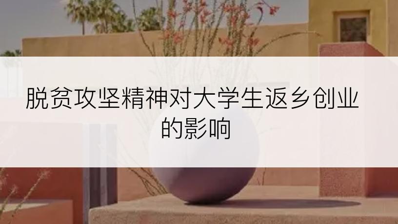 脱贫攻坚精神对大学生返乡创业的影响