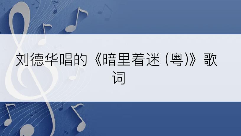 刘德华唱的《暗里着迷 (粤)》歌词