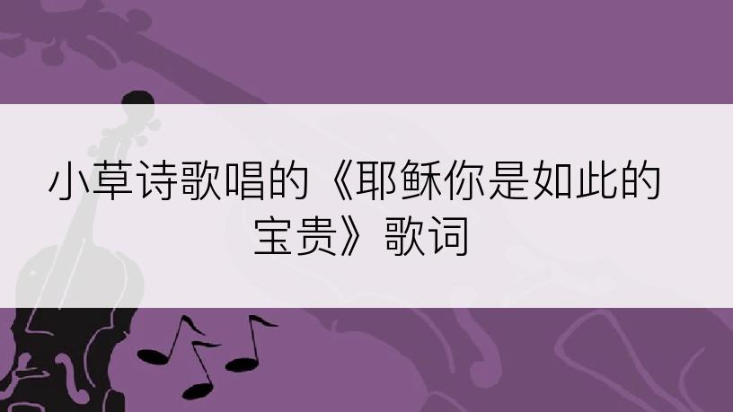 小草诗歌唱的《耶稣你是如此的宝贵》歌词