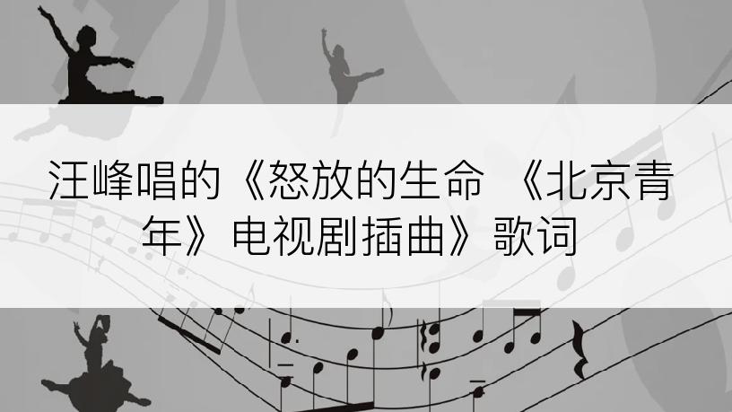 汪峰唱的《怒放的生命 《北京青年》电视剧插曲》歌词