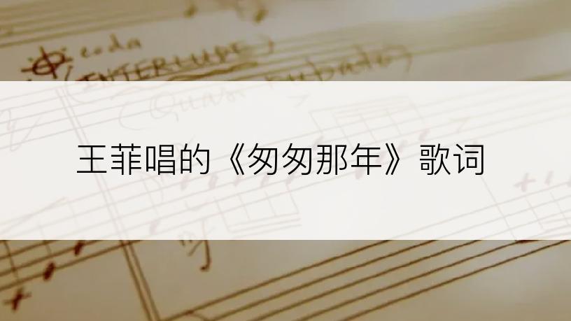 王菲唱的《匆匆那年》歌词