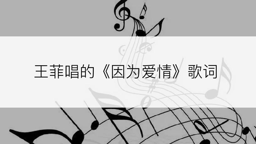 王菲唱的《因为爱情》歌词