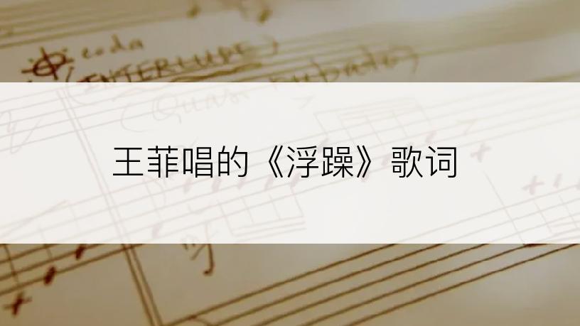 王菲唱的《浮躁》歌词