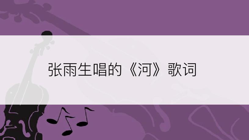 张雨生唱的《河》歌词