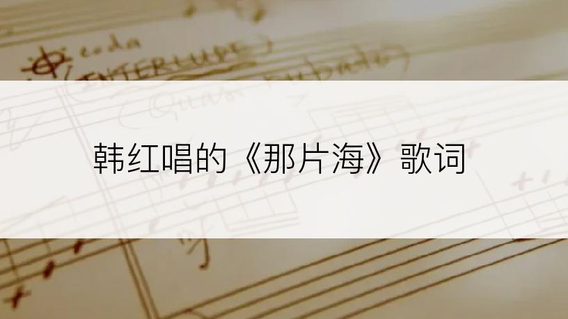 韩红唱的《那片海》歌词