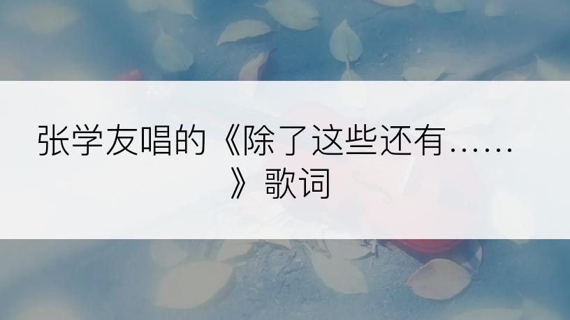 张学友唱的《除了这些还有……》歌词
