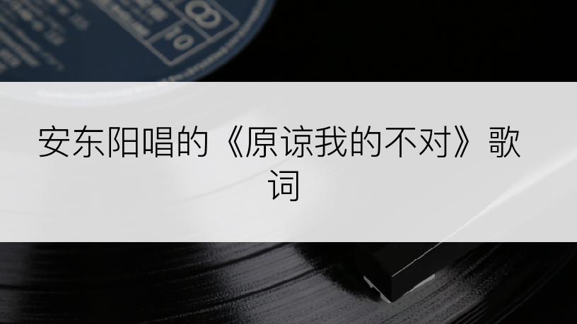 安东阳唱的《原谅我的不对》歌词