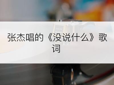 张杰唱的《没说什么》歌词