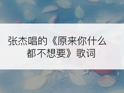 张杰唱的《原来你什么都不想要》歌词
