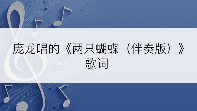 庞龙唱的《两只蝴蝶（伴奏版）》歌词