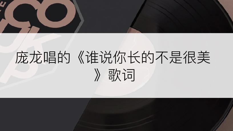 庞龙唱的《谁说你长的不是很美》歌词