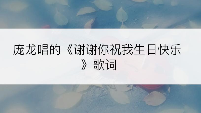 庞龙唱的《谢谢你祝我生日快乐》歌词
