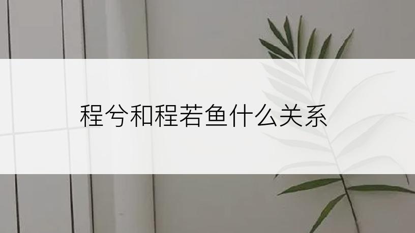 程兮和程若鱼什么关系