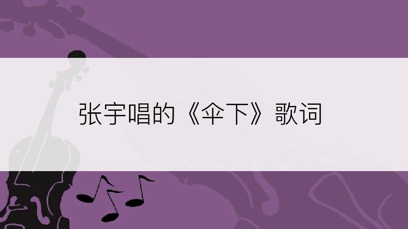 张宇唱的《伞下》歌词
