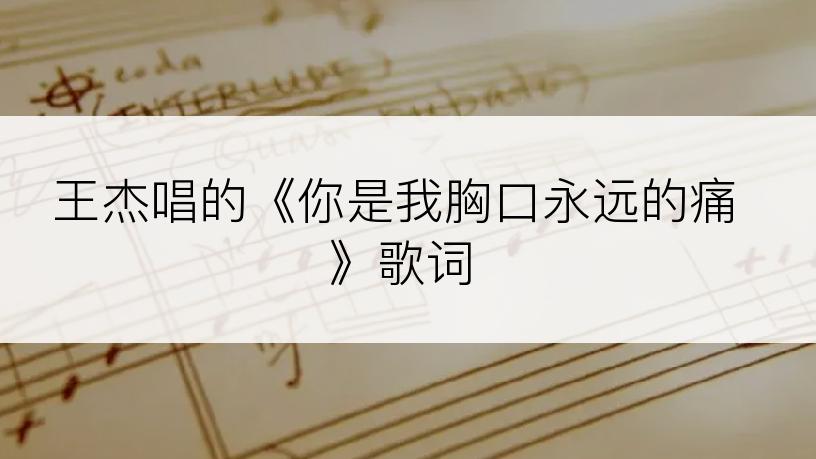 王杰唱的《你是我胸口永远的痛》歌词