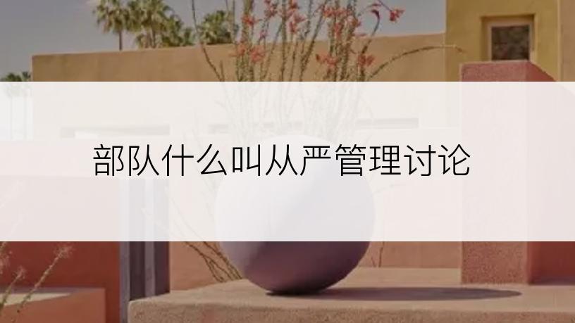 部队什么叫从严管理讨论