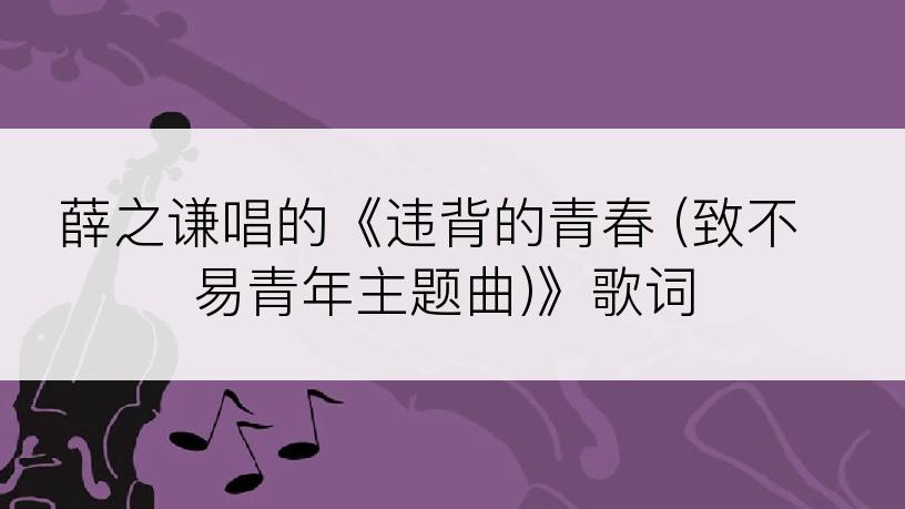 薛之谦唱的《违背的青春 (致不易青年主题曲)》歌词