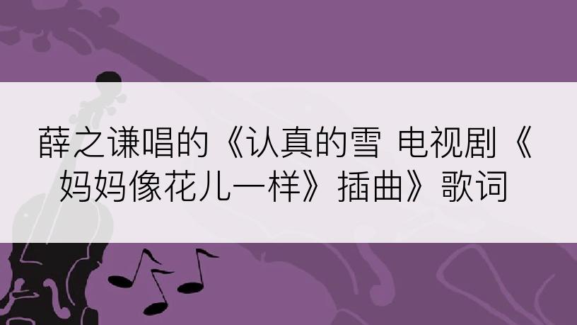 薛之谦唱的《认真的雪 电视剧《妈妈像花儿一样》插曲》歌词