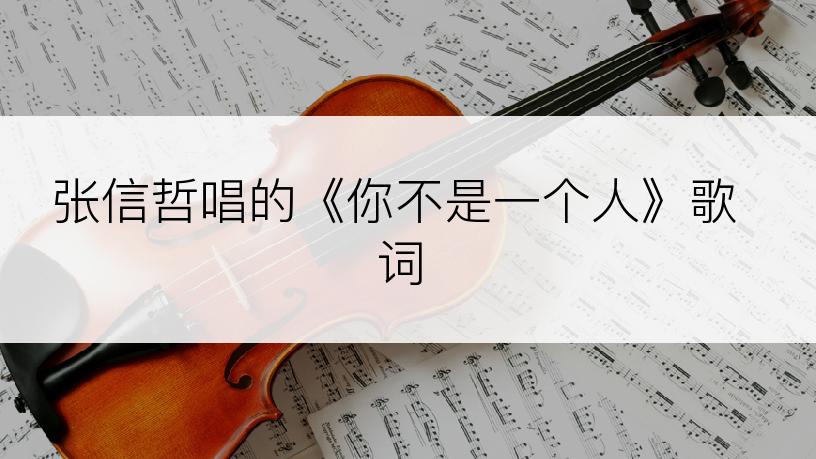 张信哲唱的《你不是一个人》歌词