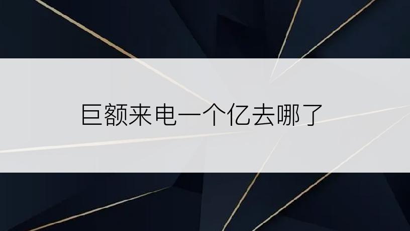 巨额来电一个亿去哪了