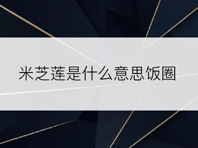 米芝莲是什么意思饭圈